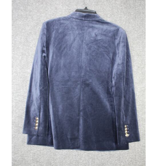 ANN TAYLOR THE CROSBY BLAZER VELOUR VELVET BLUE SIZE 10P PETITE - Picture 2 of 5